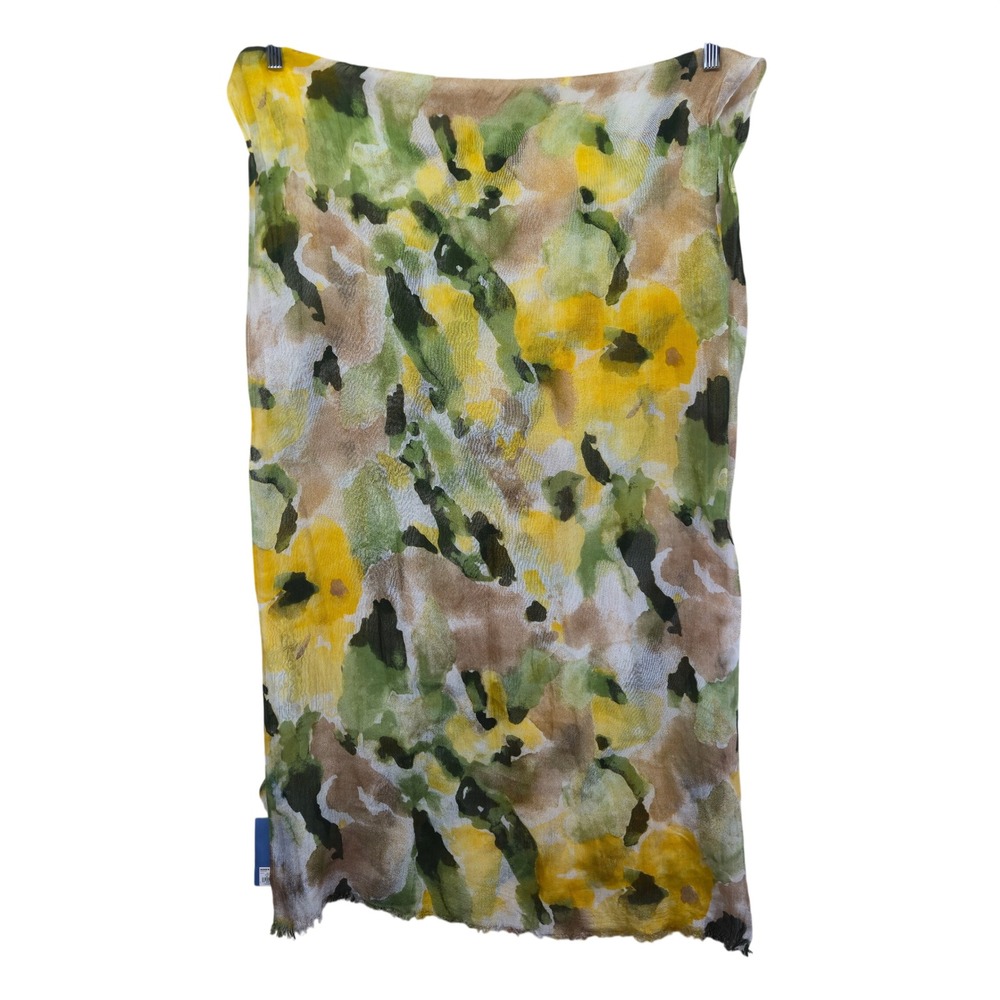 NWT Simply Vera Vera Wang Watercolor Floral Scarf Yellow Green Lightweight Boho